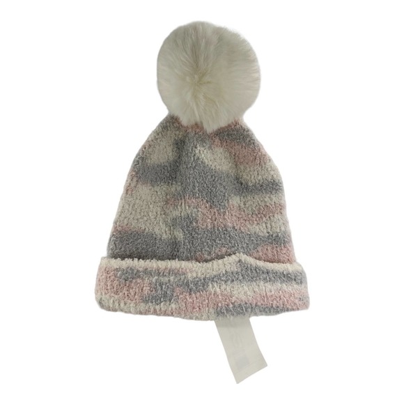 Jenni Accessories - Jenni, Fuzzy Pom Pom Beanie, Blush and Gray OSFA